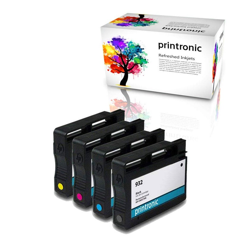 Printronic Remanufactured Ink Cartridge Replacement for HP 932 and HP 933 4 Pack (1 Black, 1 Cyan, 1 Magenta, 1 Yellow)